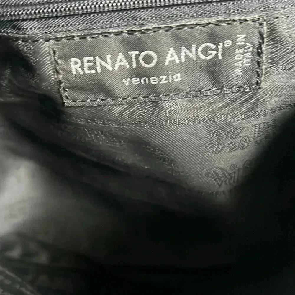 RENATO ANGI Venezia Black Genuine Leather Shoulder Bag Hobo